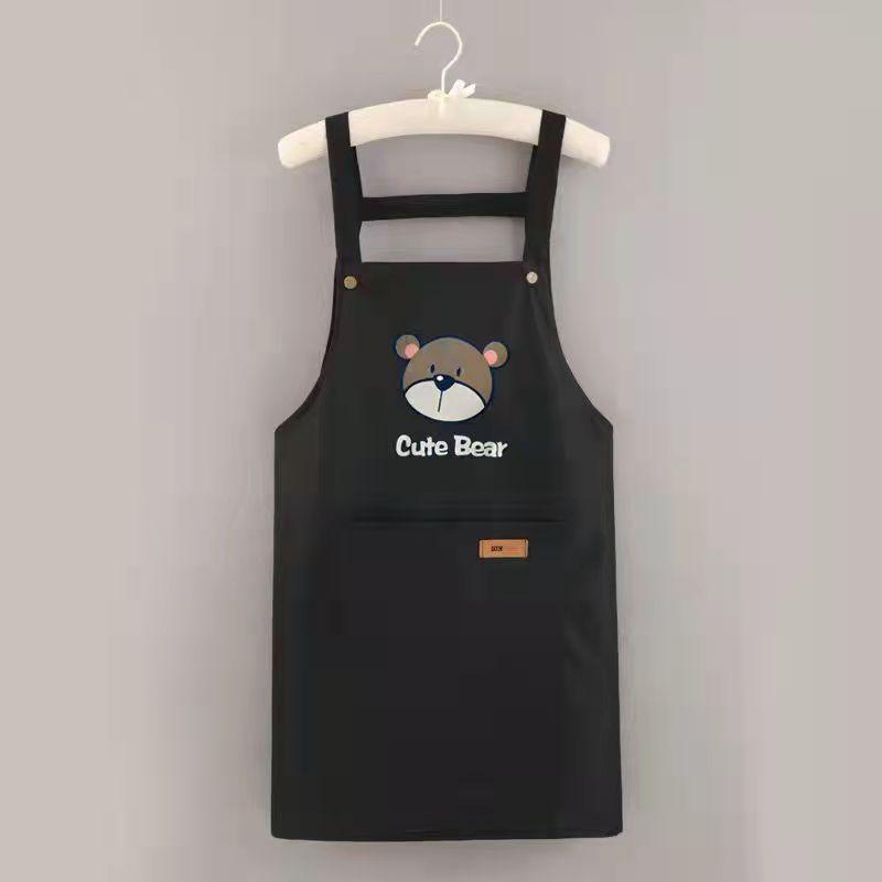 Waterproof and Oil-resistant Apron. Simple and Fashionable Kitchen Tie-on Apron black