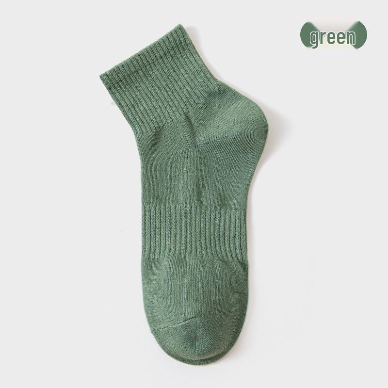 

Женские повседневные хлопковые носки средней длины - Антипиллинговые, дезодорирующие, однотонные для осени/зимы One Size зелёный