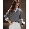 Demana Women's Scholarly Patchwork Lapel Knit Sweater