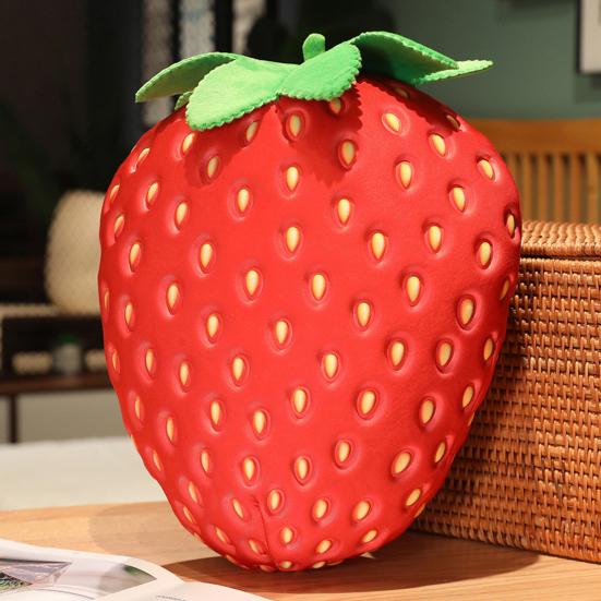 Strawberry Plush Toy Eco-friendly No Odor Easy To Clean Cute Cartoon Fruit Soft Stuffed Doll Pillow Cushion