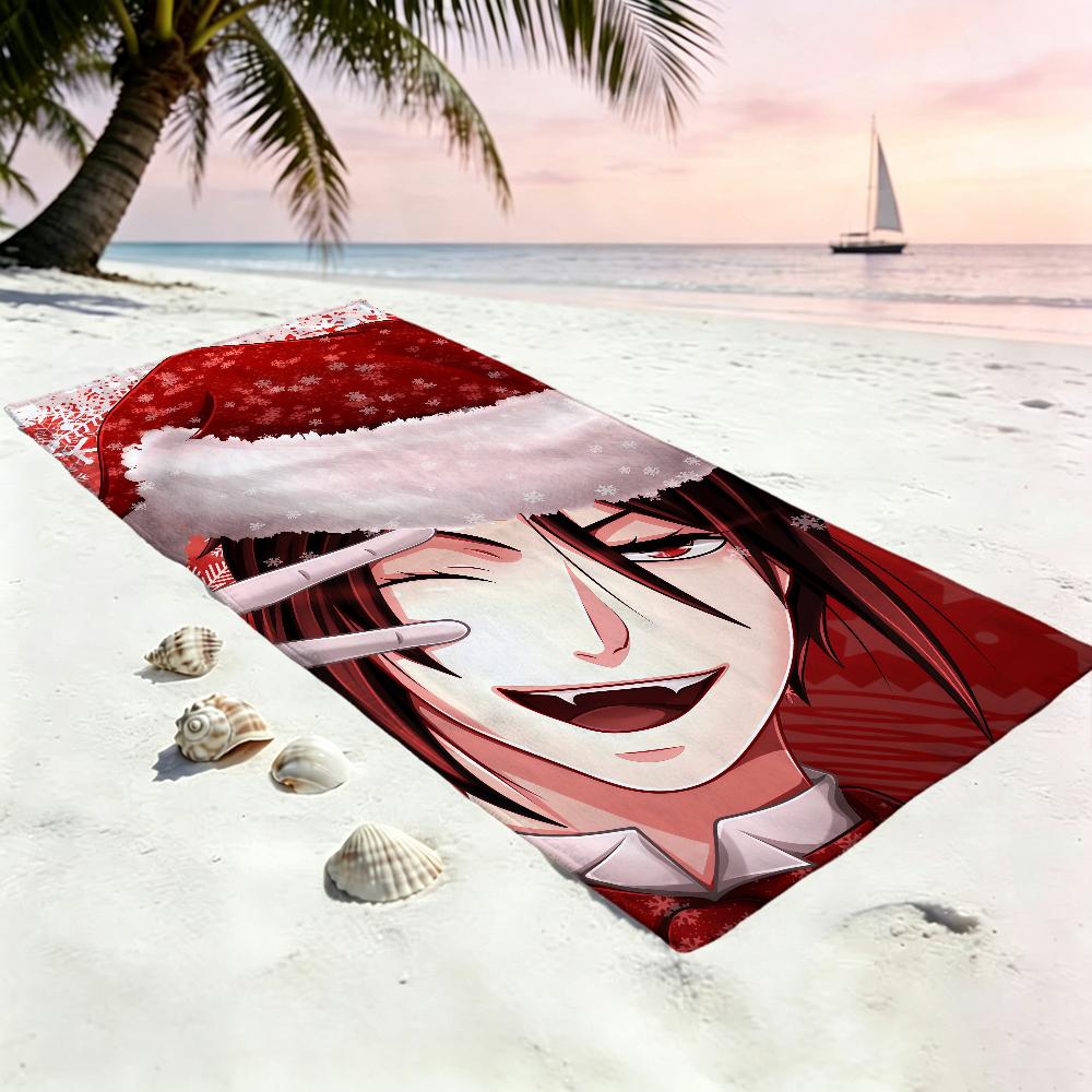 B-black Animation B-butler-r Towel Large Quick-Drying Microfiber Soft Beach Towel for Travel Fitness Sauna Bathing Camping
