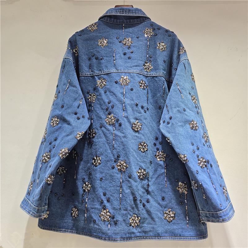 Autumn 2025 European Beaded Denim Jacket: Versatile, Casual, Loose-Fit