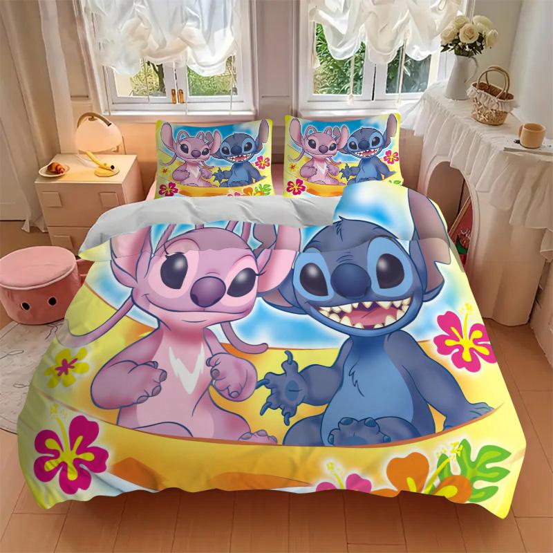Lilo Stitch Adventure Print 3Pcs Bedding Setduvet Cover With 2 Bedropillowcase Home Birthday Gift