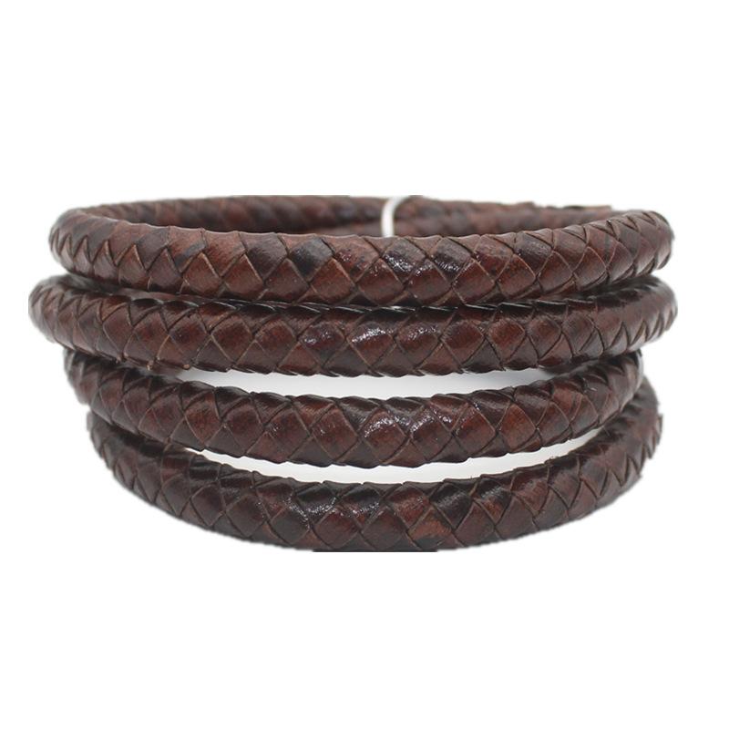 Zhoujia Same Cowhide First Layer Woven Cowhide Rope 8Mmdiy Bracelet Necklace Rope Woven Round Cowhide Rope