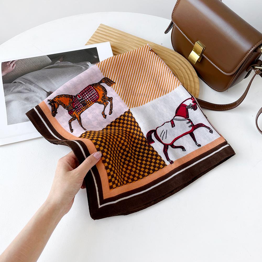 Mary Herringbone cashew silk scarf, color-blocking square scarf, literary vintage small scarf, decorative scarf, breathable scarf