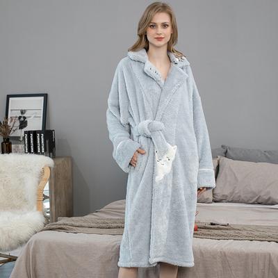 Vrouwelijke herfst winter koraal fluwelen nachtjapon verdikte badjas pluche nachtjapon mode warme gewaad lounge homewear