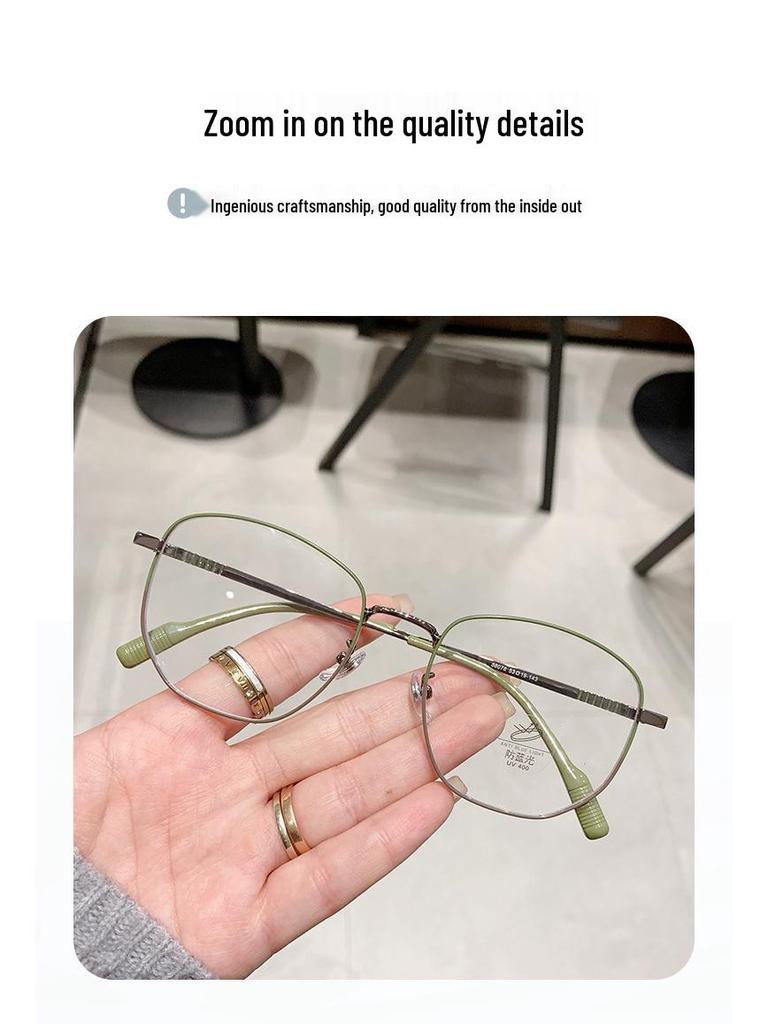 Men's Flat Light Polygon Eyeglass Frame, Enhances Facial Appearance, Women's Glasses with Myopia and Blue Light Protection.