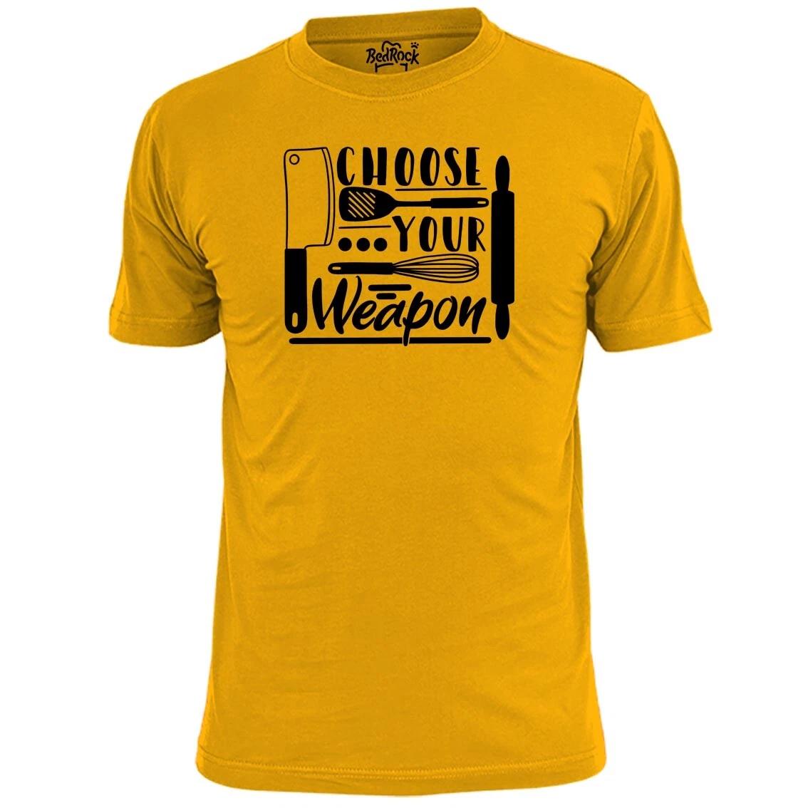 Mens Choose Your Weapon Funny Cooking Barbecue T shirt L