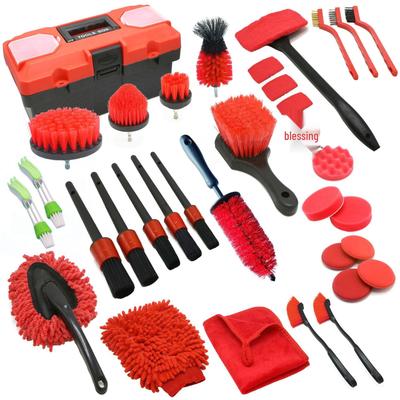 Electric Drill Brush Set: Round, Bristle, and Crevice Cleaning Brushes for Polishing and Car Detailing.