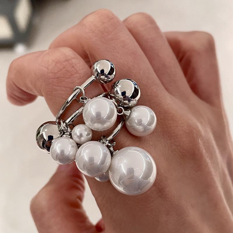 Korean Multi-Strand Pearl Tassel Ring: Heavy-Duty & Versatile Index Ring