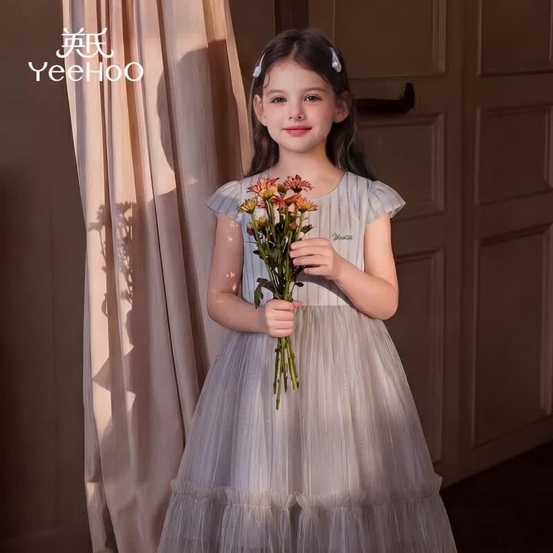 YEEHOO Girls' Tulle Princess Dress - Summer Short Sleeve
