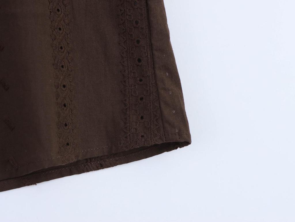 Spring 2025 Women's European & American Style Embroidered Hollow Shirt