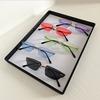 5pcs/Set Sunglasses For Men Women Fashion Rimless Rectangle Eyewear Summer Outdoor Trendy Sun Glasses Wedding Accessory Eyeglass