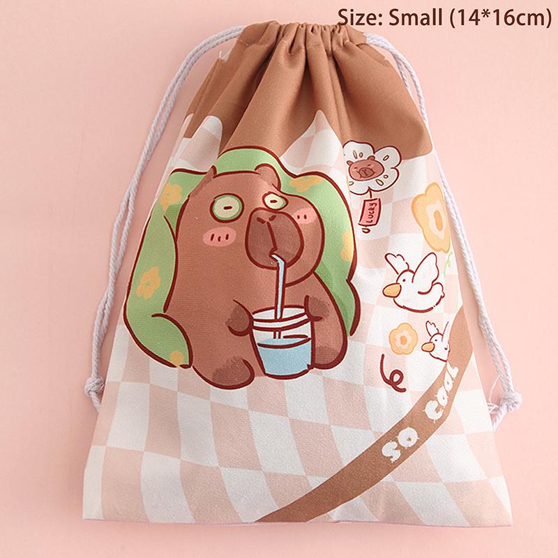 Capybara Travel Drawstring Tote Storage Bag Organizer Bag For Underwear Toy Handbag Storage Bag Cartoon Birthday Gift