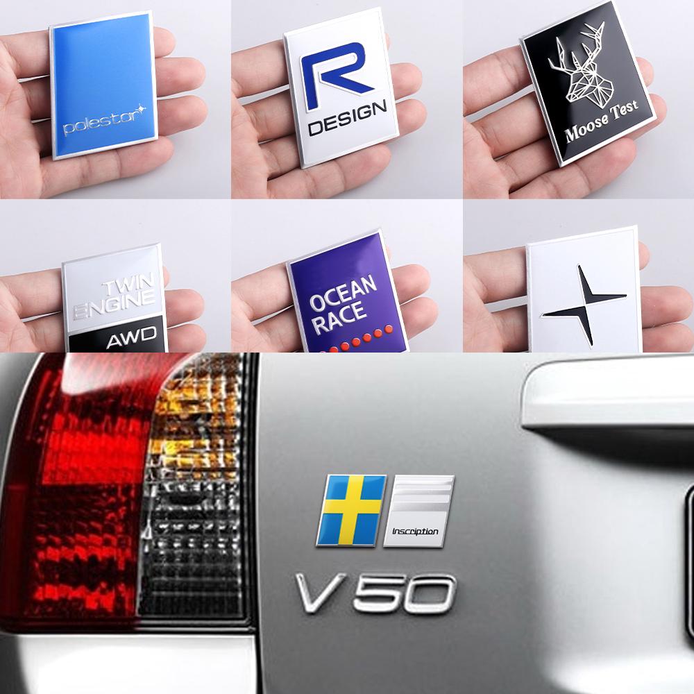 3D Aluminium Styling Auto Karosserie Seitenkotflügel Kofferraum Dekorationsaufkleber für Volvo R Design T6 AWD C30 C40 C50 C70 S40 S60 S70 S80 S90