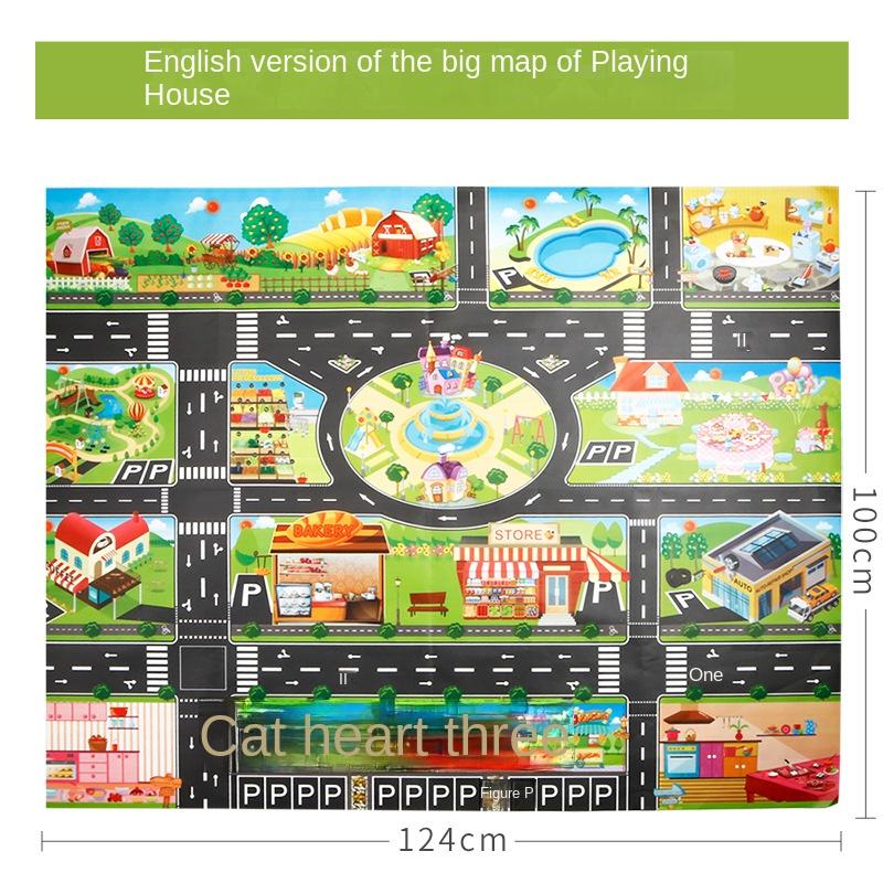 

Baby Play Mat Farm Road Portable Map Baby Educational Rugs Toddler Dinosaur Waterproof Mat Crawling Non-Toxic Carpet 100x130cm
