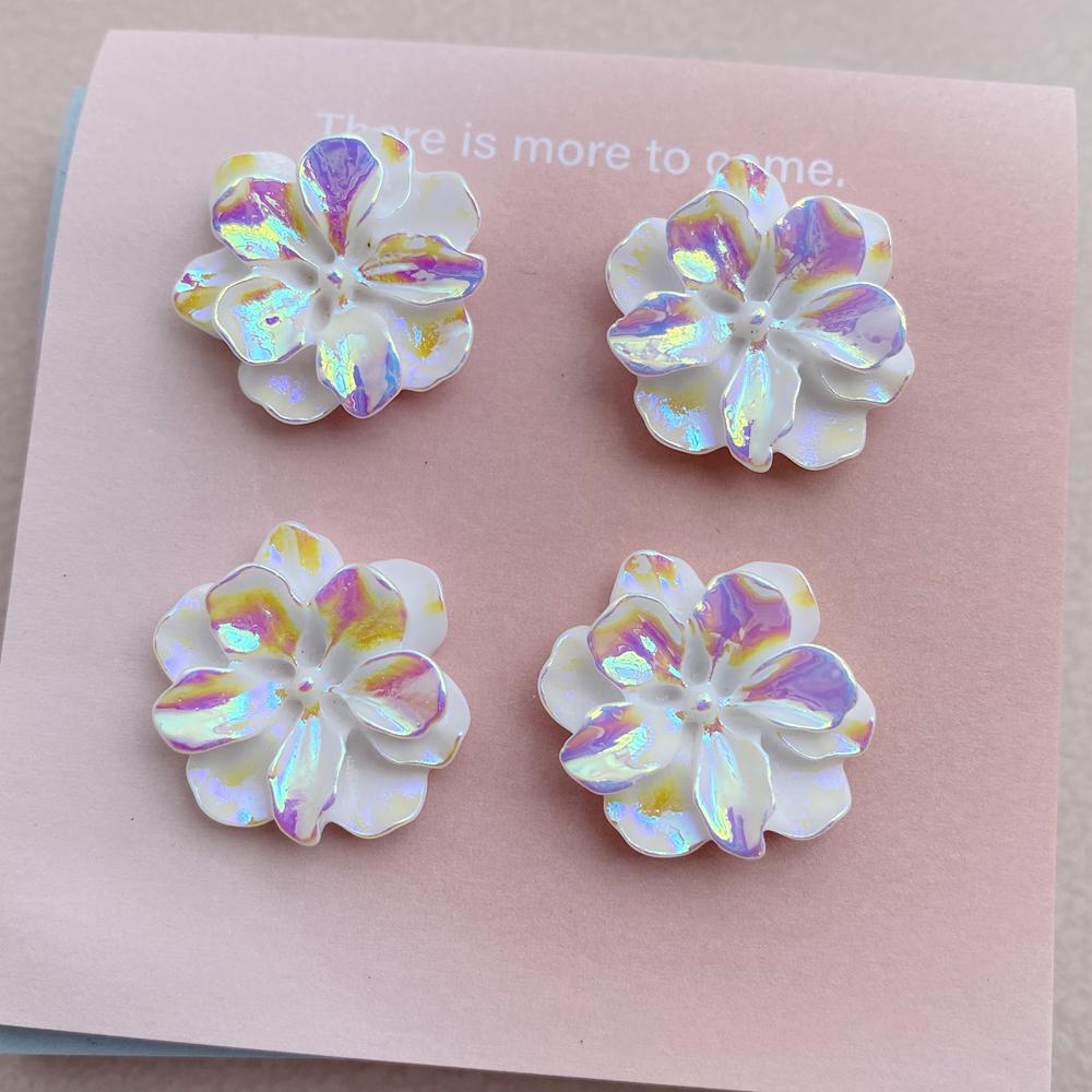 

10Pcs Cartoon Resin Cute White Flowers Series Flat Bottom Scrapbook Diy Jewelry Hair Clips Phone Case Ornament Accessories