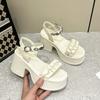 Rhinestone sandals 2025 summer new popping board Internet celebrity muffin platform Internet celebrity Roman women sandals