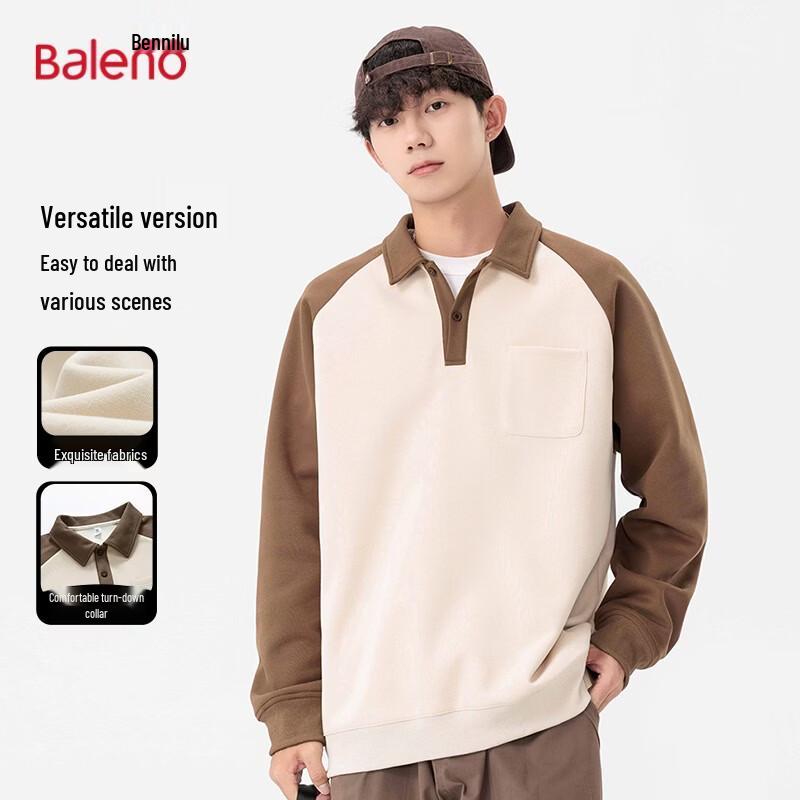 Baleno Men s Casual Polo Collar Pullover Sweatshirt 2XL