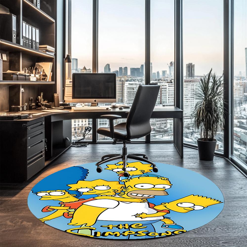 THE SIMPSONS Printed Round Rug Carpet Chair Rug Area Rug Entryway Doormats,for Office Chair Living Room Bedroom Kitchen Room.