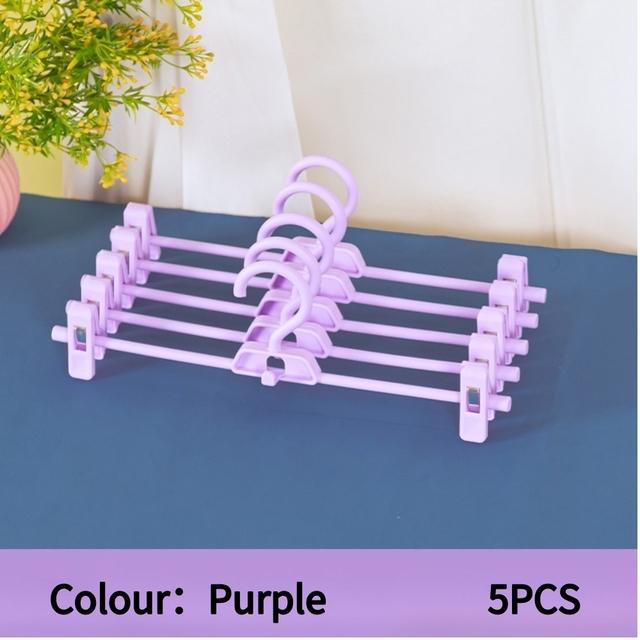 5PCS Skirt Peg Hanger Traceless Plastic Pants Rack Multifunctional Household Hanger Adjustable Trouser Clips Save Space Hanger