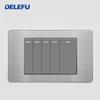 DELEFU Brazilian Model 118 Type 10A/20A Stainless Steel Grey Durable PC USB Socket with Type-C 20W Fast Charging