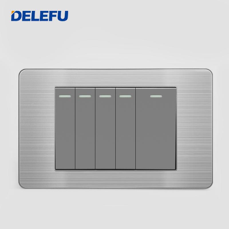 DELEFU Brazilian Model 118 Type 10A/20A Stainless Steel Grey Durable PC USB Socket with Type-C 20W Fast Charging
