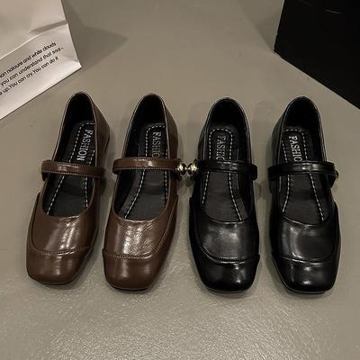 Mary Jane Scarpe Singole Scarpe con Tacco Grosso Eleganti Classiche Retrò Punta Quadrata Confortevoli Morbide Taglio Basso Tacco Basso Scarpe da Donna
