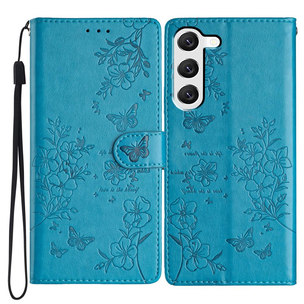 For Samsung Galaxy S23 Case Butterfly Floral Imprint Leather Phone Cover with Wallet