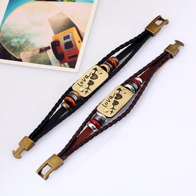 Couple Bracelet Vintage Romantic Braided Rope Geometric Elastic Decoration Faux Leather Women Men One