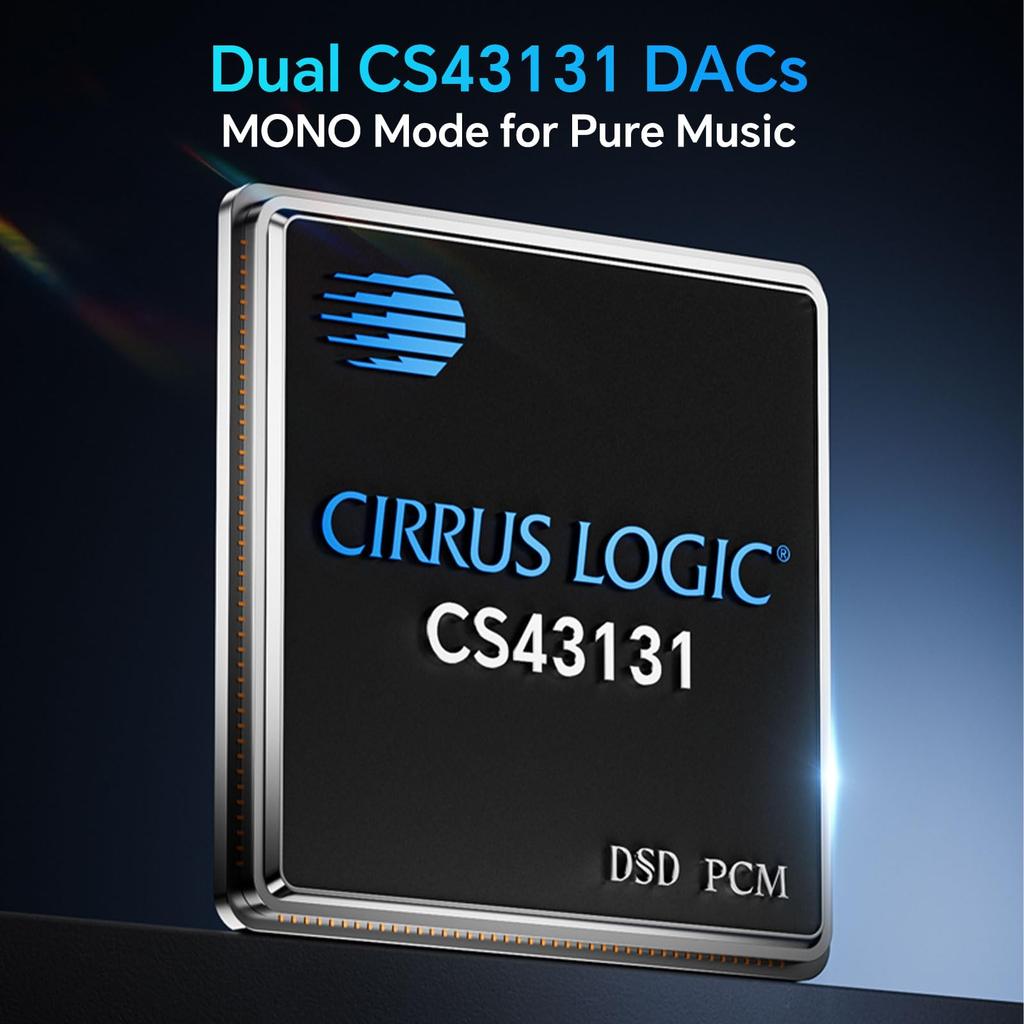 TempoTec Variations V1 Portable HiFi Music Player, Two-Way Bluetooth 5.1 Digital Audio Player with 4.4mm & 3.5mm Headphone Jacks and Black Back Clip