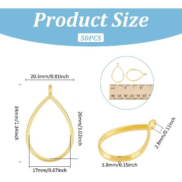 UNICRAFTALE Open Back Bezel Pendants Epoxy Resin Oval Blank Hollow Frame Charms Metal Pressed Flower Frame Pendant For DIY UV Pressed Flower Jewelry