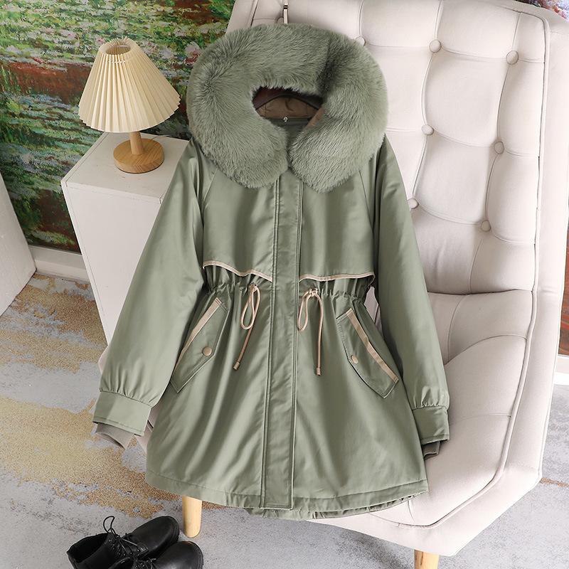 Pai Cheng Women's Winter 2025 New Detachable Liner Padded Jacket Mid-length Thickened Down Cotton Jacket Padded Jacket