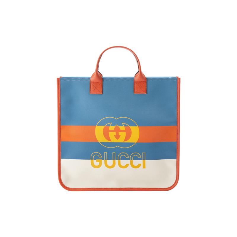 Gucci Webbing Interlocking Double G Canvas Tote Bag Shopping Bag Handbag Regular Children's White/Blue/Orange