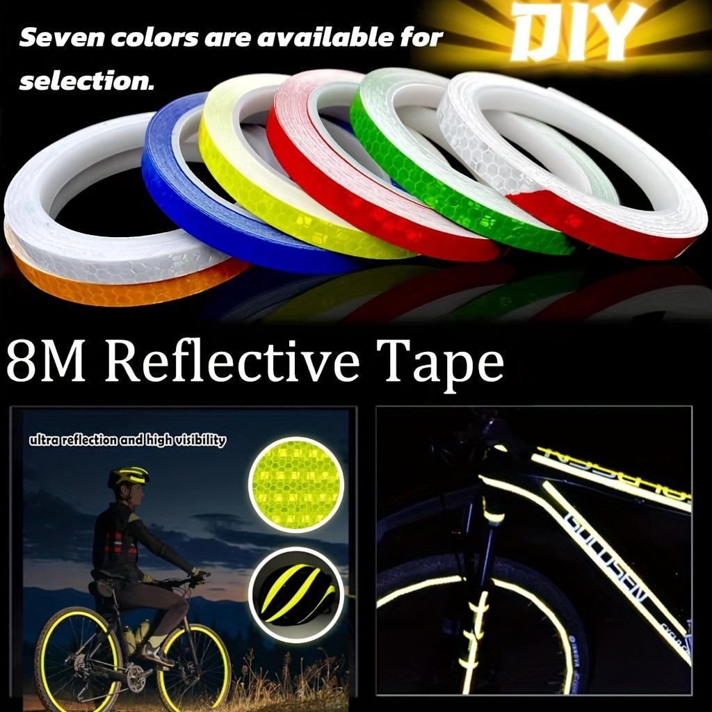 8 Meter Auto Reflektierende Streifen Aufkleber Klebeband für Motorrad Fahrrad Karosserie Felge Rad Streifenband Dekorativer Reflektor Blau/Rot/Gelb