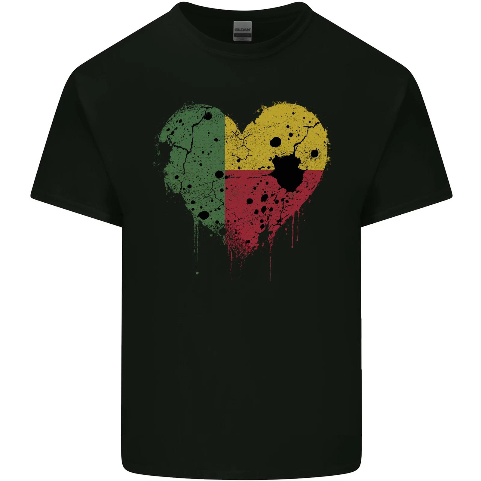 Love Benin Flag Beninese Day Football Kids T-Shirt Childrens 4XL