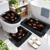 3Pcs Flannel Toilet Mat Set Queen Bathroom Rug Bath Carpet Non Slip Home Decor