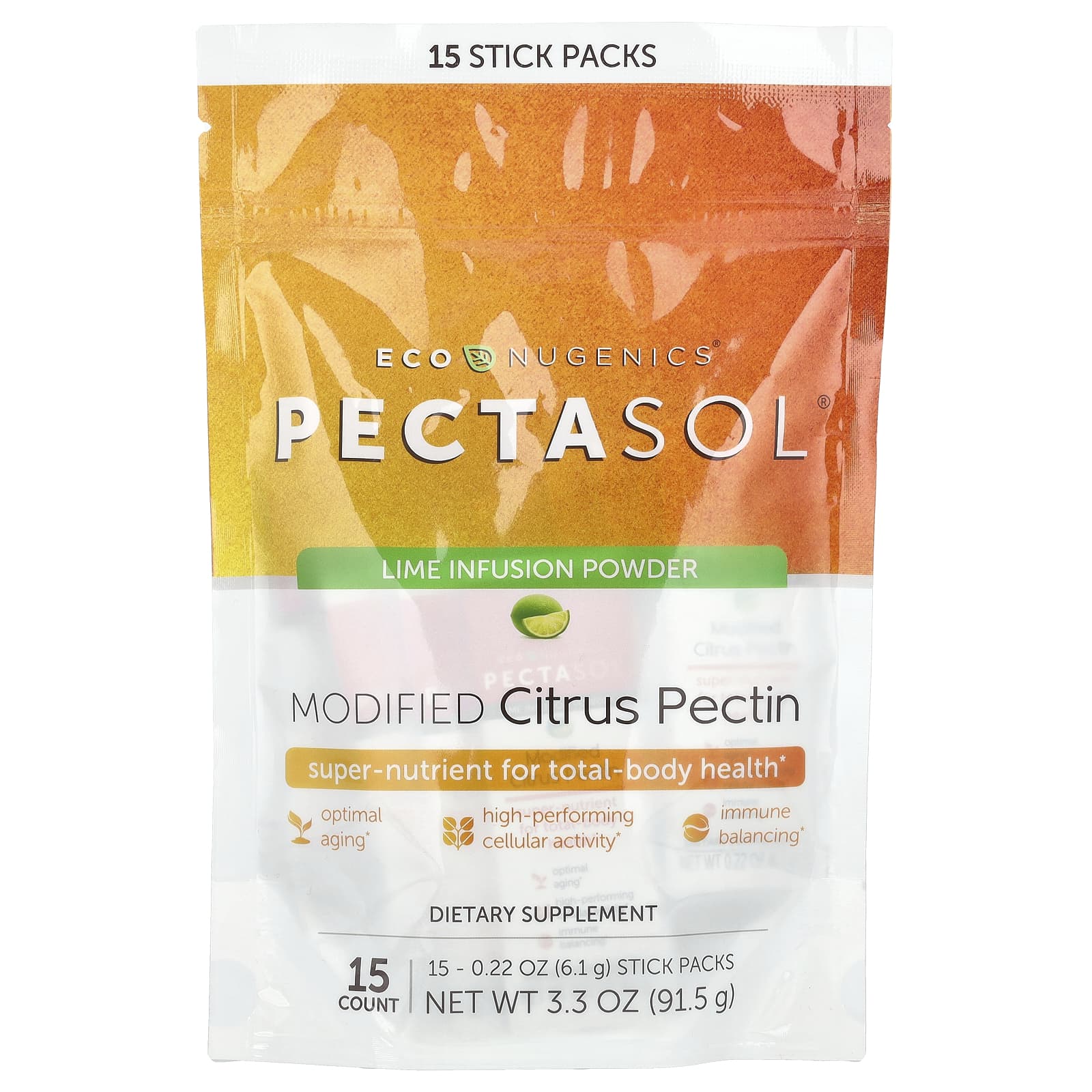 

Pectasol®, Modified Citrus Pectin, 15 Stick Packs, 6.1 G (0.22 Oz) Each