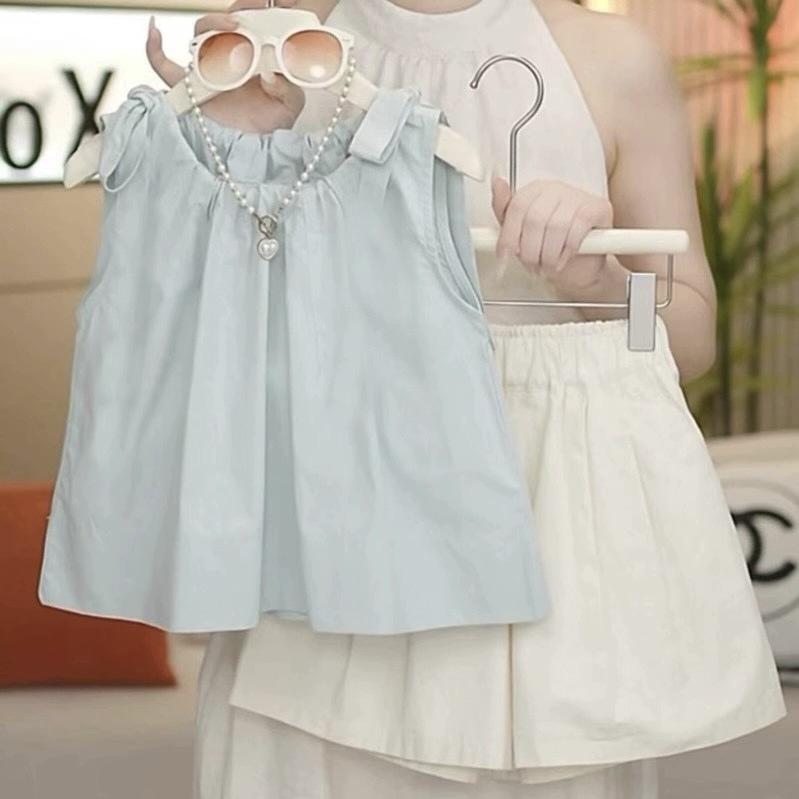Girls' Summer Set Children's Fashionable Summer Sleeveless Girls' Korean Shorts Two-piece Set