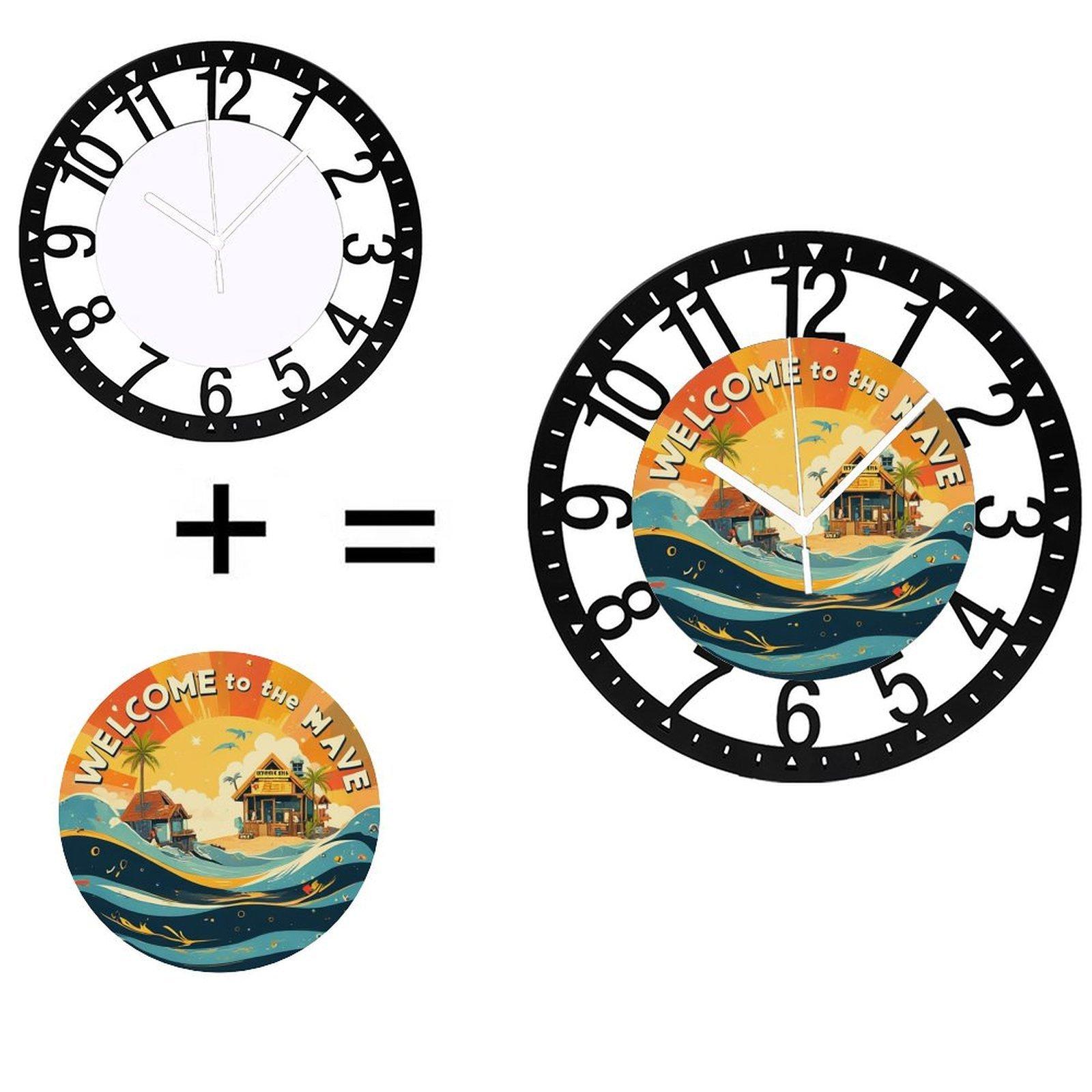 Farmhouse 25cm Circular Iron Wall Clock with Vintage Look (Black,10 inch(25.40cm))