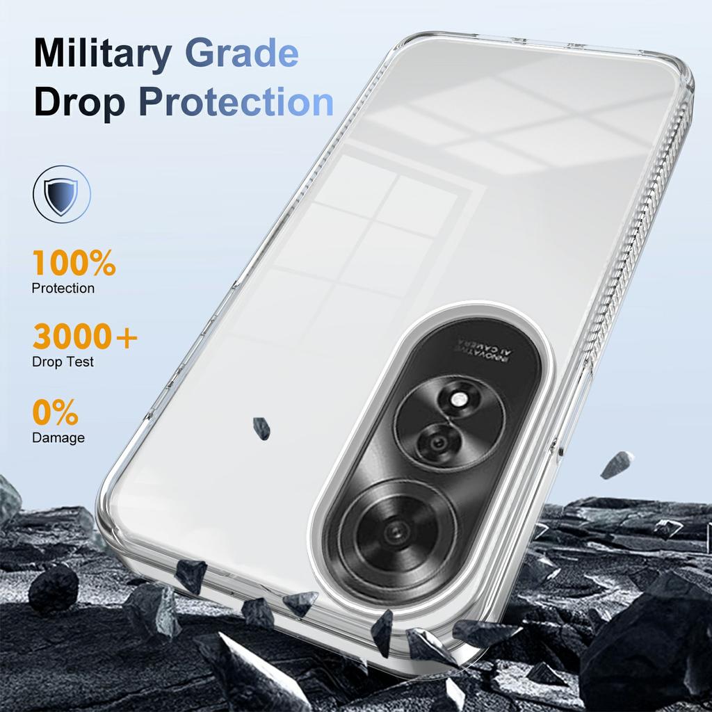 For Oppo A60 4G Clear Phone Case TPU+PC Anti-Slip Drop-Proof Back Cover