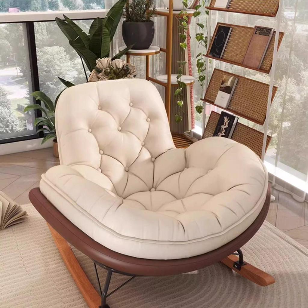 Penguin Luxury Balcony Recliner: Honeycomb Button Metal Rocking Chair