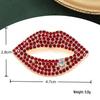 Red Lips Rose Rhinestone Brooch - Heart Design for Clothing