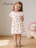 Malwee Girls' Summer Princess Dress - Cute European & American Style, Short Sleeve, Round Neck