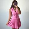 African Spring/summer New European and American Set, Sleeveless Suit for Women, Vest Midi Skirt, European and American Pleated Short Two-piece Summer