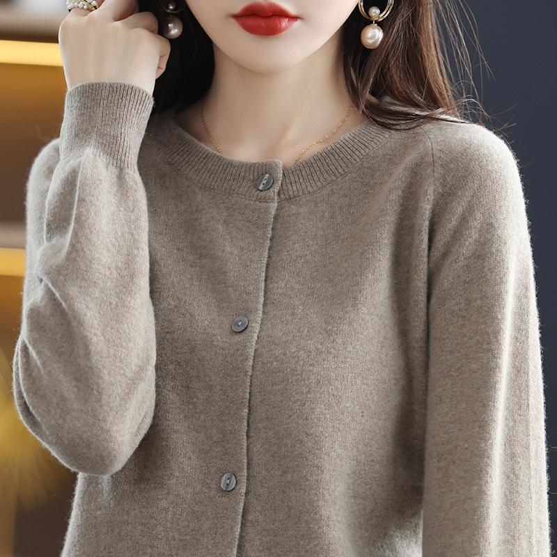 Cardigan damă din cașmir Qinghe cașmir 30% cașmir 70% lână toamnă și iarnă cardigan îngroșat din cașmir moale și cald