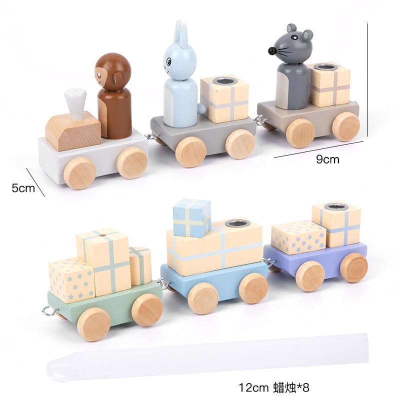 Candle Digital Wooden Commemorative Day Train Toy Set For Holiday Celebration