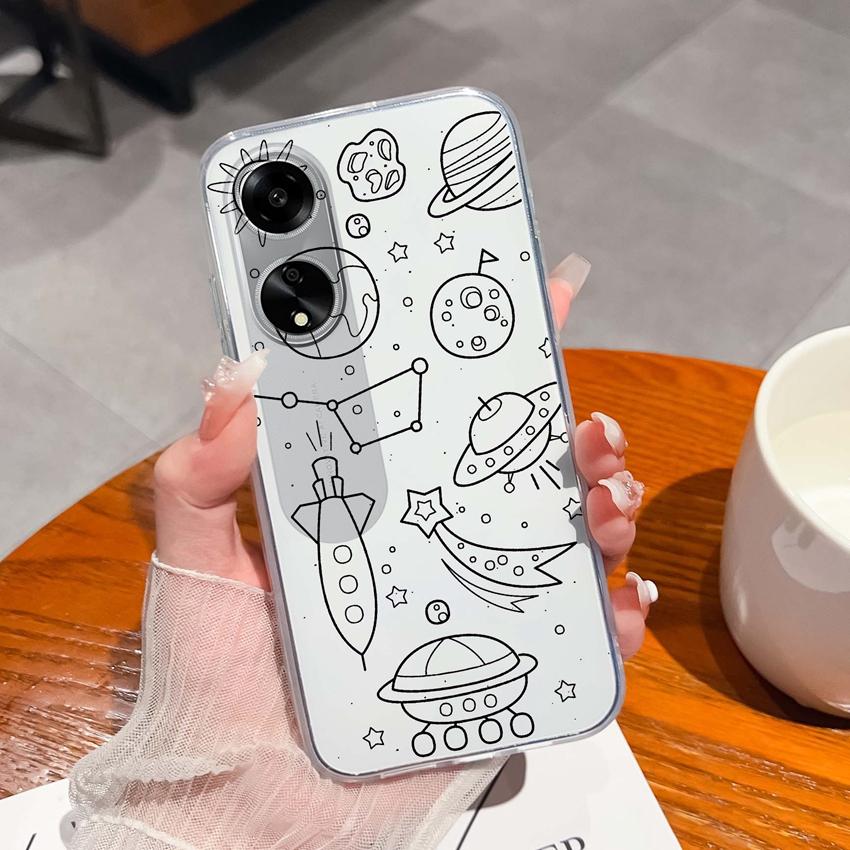 For Oppo A1 A11 A12 A15 A17K Luxury Transparent Lens Protection Cases Mysterious Whale Pattern Shockproof Protective Back Cover Shell For Oppo Housing