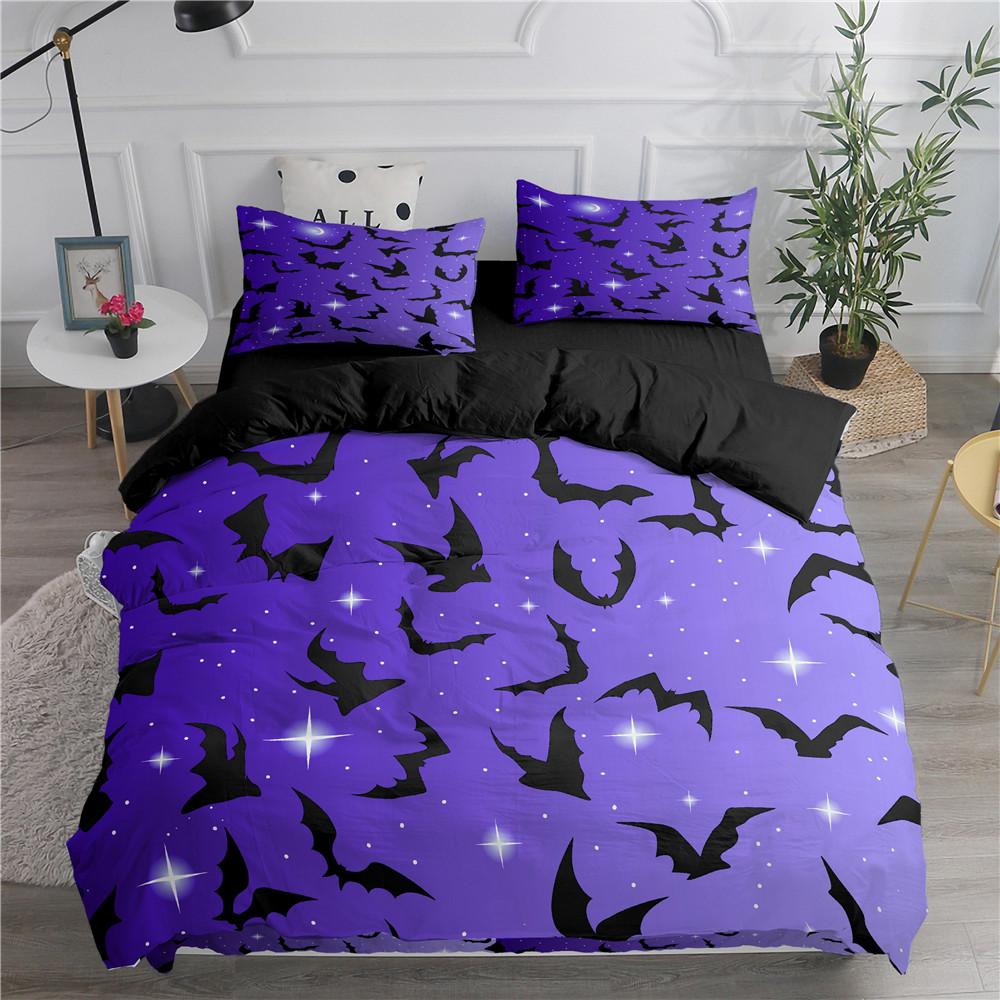 Halloween Duvet Cover Set Flying Vampire Bedding Set Bats Witchcraft Magic Polyester Comforter Cover King Size for Boys Girls