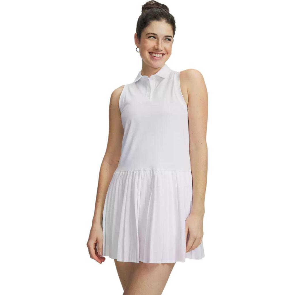 Under Armour Solid Sleek Golf Sports Sleeveless Dress Women Dresses White 6009814-100